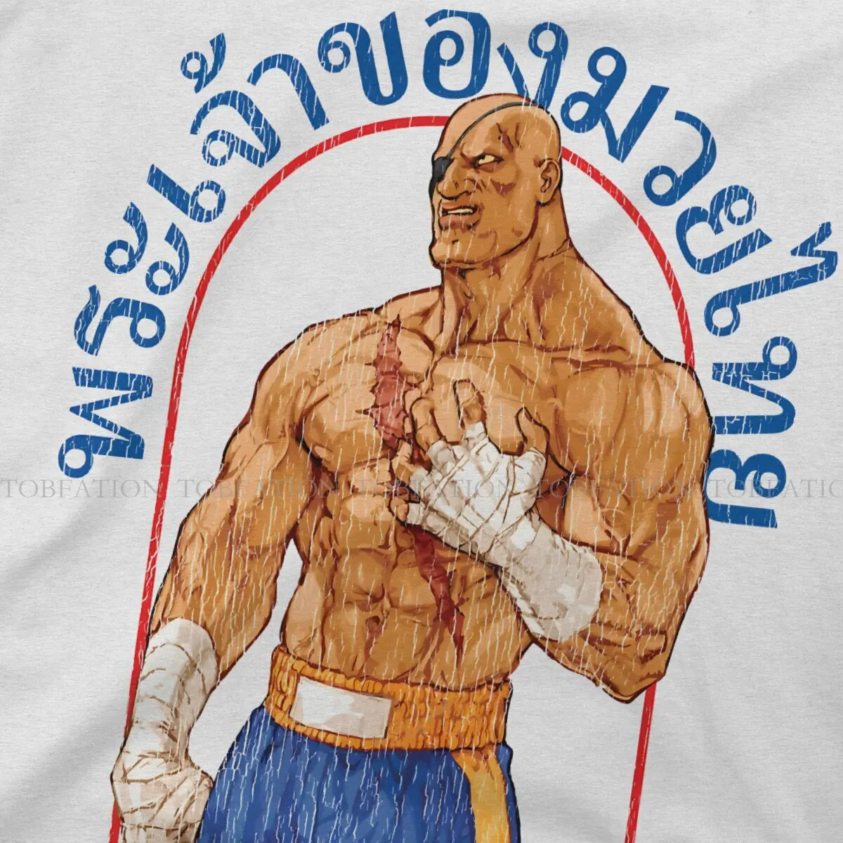 Sagat God of Muay Thai Gym Street Fighters Men T Shirt Cotton Grunge Crewneck Tee Shirt Harajuku Clothes