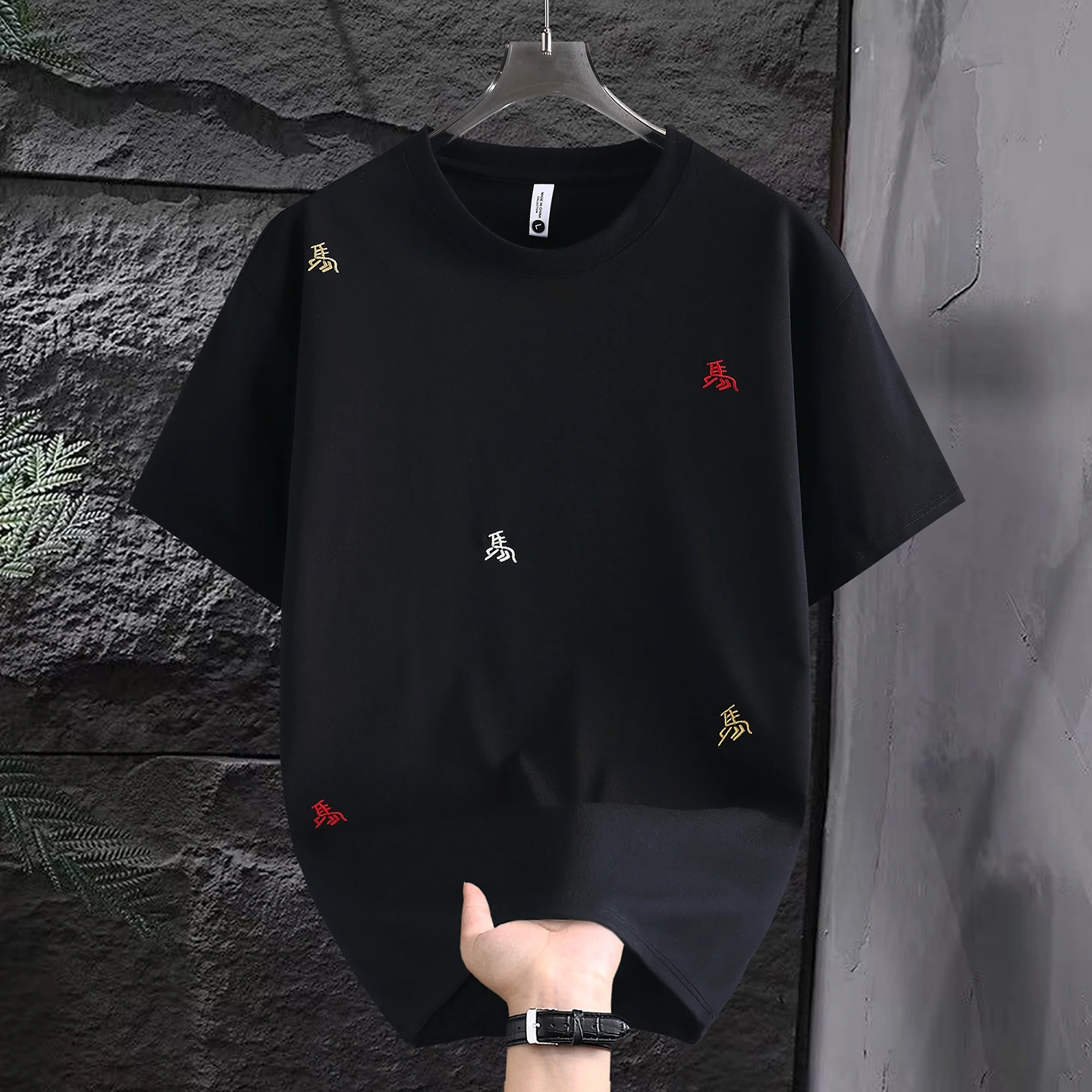 Summer Men's Embroidered Fashion Casual Short-Sleeved T-Shirt Cool and Breathable
