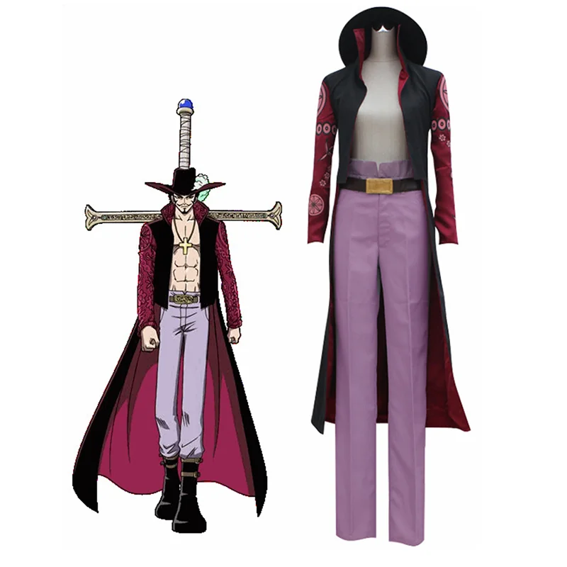 

Anime Cos Dracule Mihawk Cosplay Costumes Halloween Christmas Party Uniform Suits