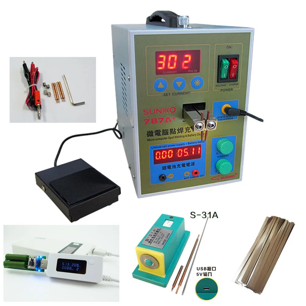 

220V 787A Spot Welder Two in One 1.5KW Pulse Battery LED light Spot welding Machine 787A 18650 Battery Spot welder