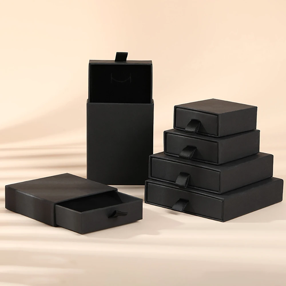 Drawer Jewelry Box Jewellery Packing Boxes Ring Earrings Pendant Necklace Bracelet Storage Carton Sliding Travel Organizer Case
