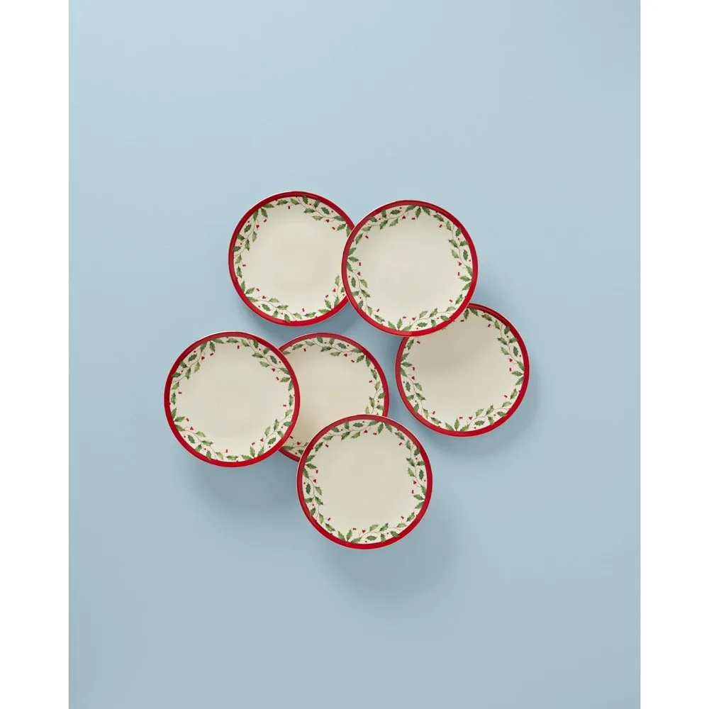 مجموعة أواني طعام عيد الميلاد، 6 قطع من أطباق لهجة العطلات للاستضافة الاحتفالية وديكور الطعام #2