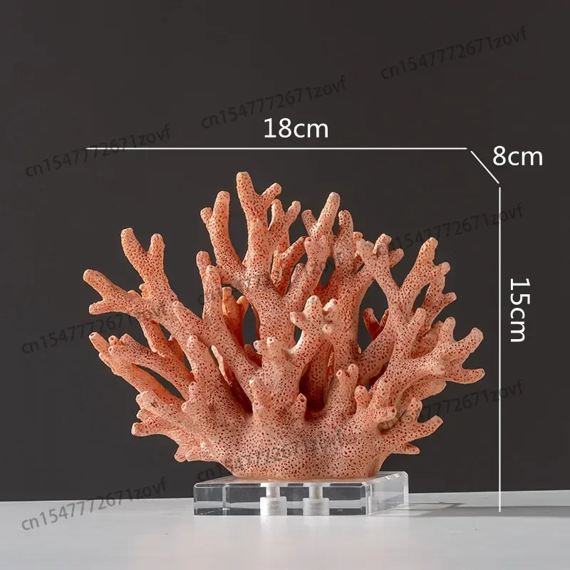 Colored Resin Coral Sculpture - Hollow Imitation Coral Decoration with Crystal Accents