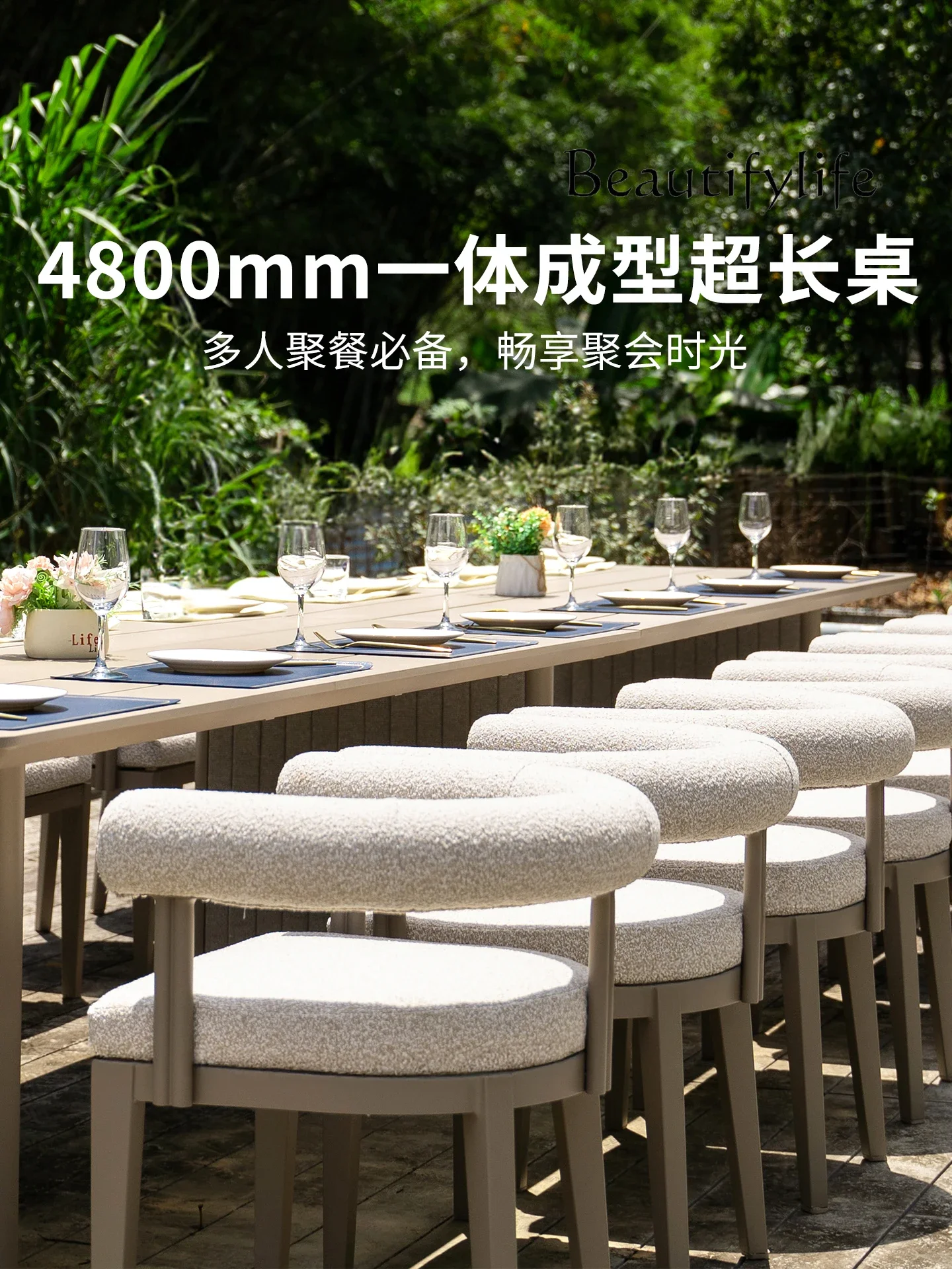 

BJ Уличные столы и стулья Сад Двор Коммерческий отель Скандинавский высококачественный алюминиевый сплав Открытый двор Обеденный стол и ча