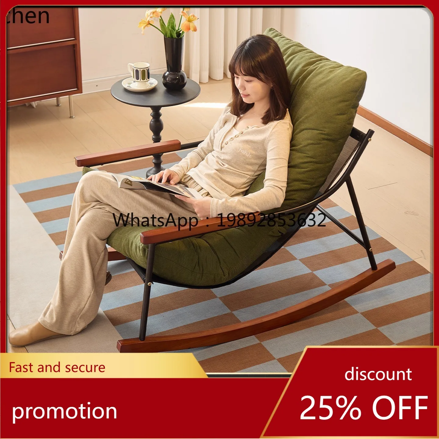 ZMLRocking Chair Recliner Adult Balcony Living Room Leisure Lazy Sofa Relaxing Chair Home Bedroom Simple Single Chair
