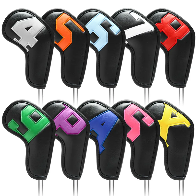10 sztuk zestaw Golf Iron Club pokrowiec na główkę akcesoria sportowe kliny obejmuje 4-9 ASPX gradienty numer Ball Rod głowy etui ochronne