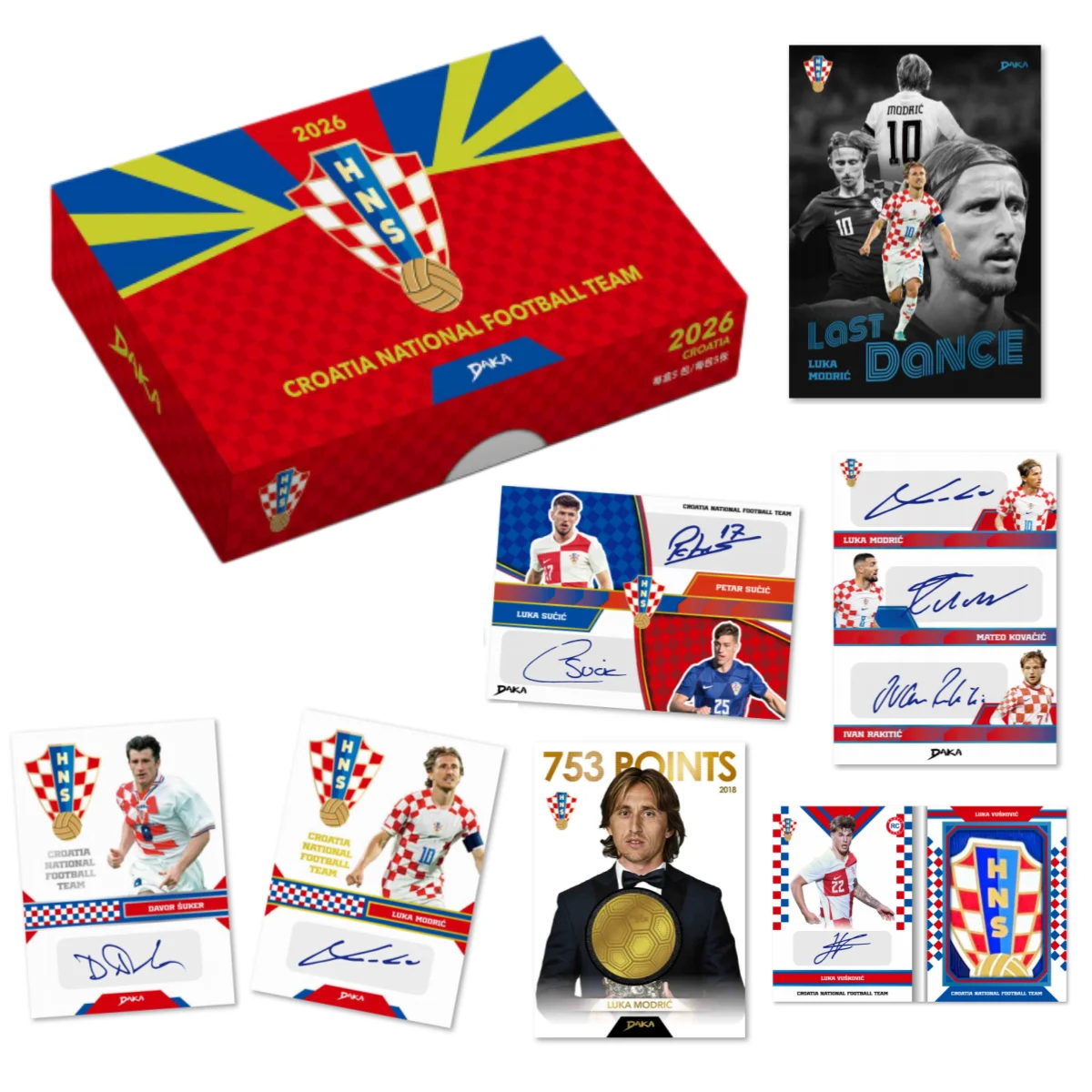 

New 2026 DAKA Croatia National Team Football Star Collection Card Luka Vušković Modrić Davor Šuker Signature Card Fan Gift