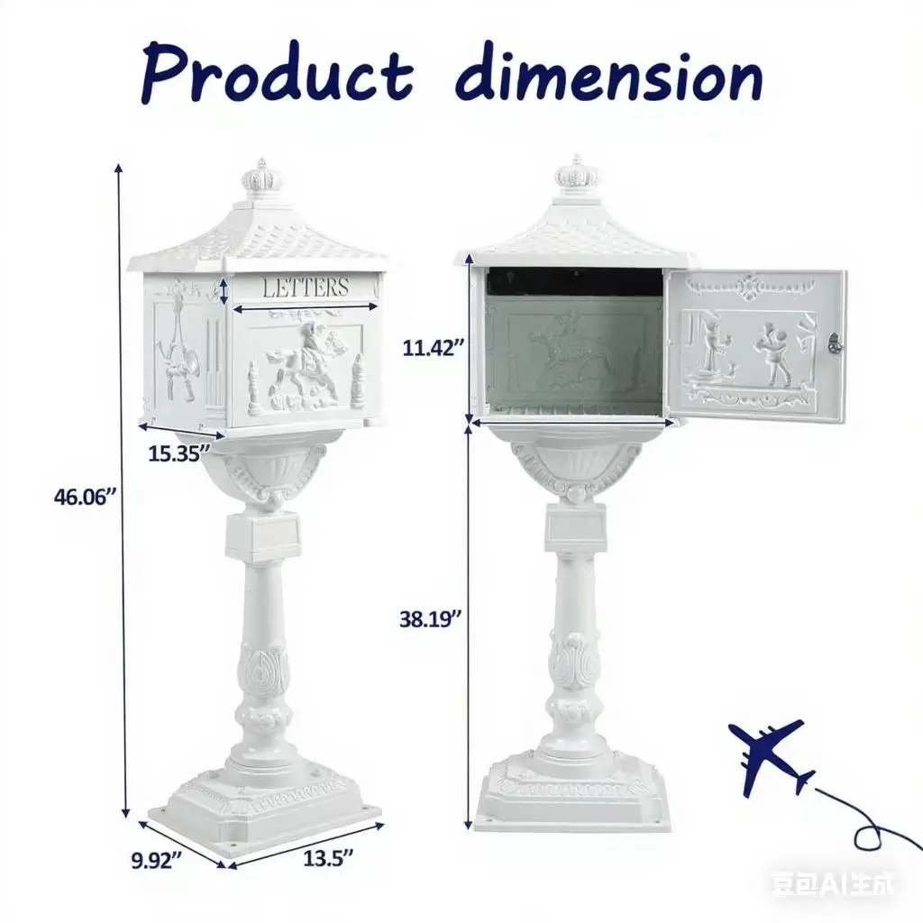 New Decorative Mailbox Outdoor White Mailboxes For Apartment Cast Aluminum Locking Mailbox Heavy Duty Security Postal Box