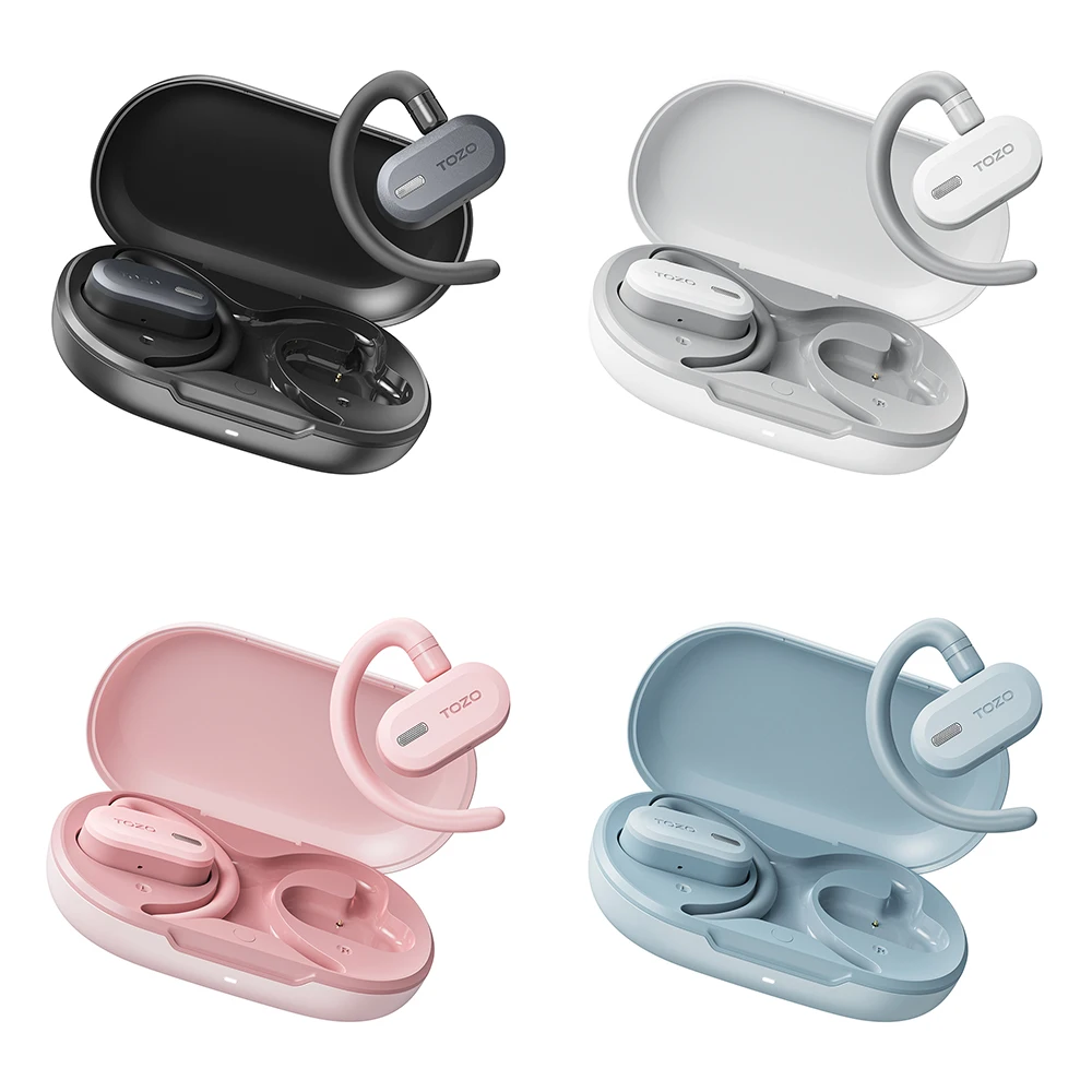 Cuffie con ganci per l'orecchio aperti TOZO ricondizionate OWS Auricolari wireless Bluetooth 5.3 Auricolari Musica regolabile Sport Suono stereo HiFi