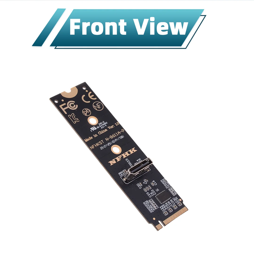 NVMe M.2 To Oculink SFF8612 Adapter Card Redriver Signal Amplifier 90 Degree for SSF-8611 to SFF-8639 Cable U.2/U.3 SFF-8639 SSD