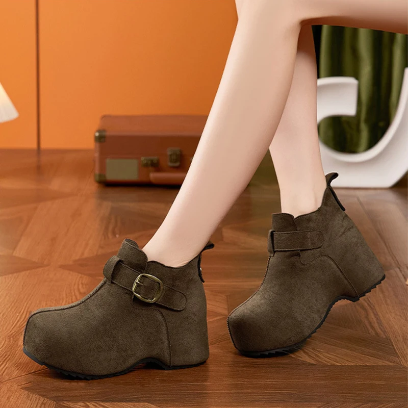 

Women's Velvet Warm Shoes New Autumn and Winter Thick-soled Inner Height-increasing Shoes Women High-top Comfortable Cotton Shoe