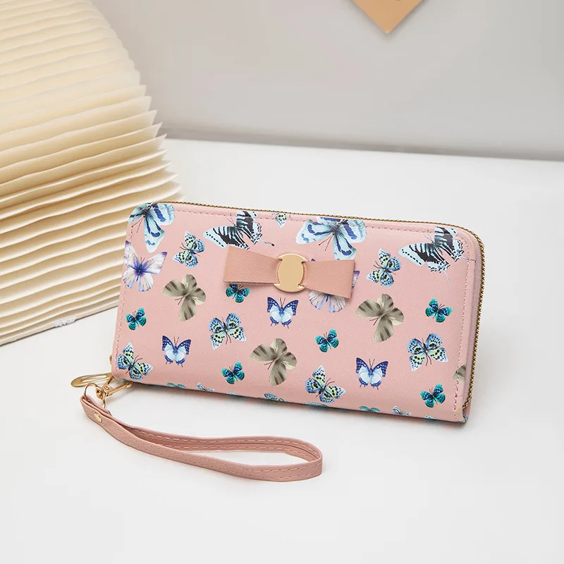 Fashion Long Wallet Butterfly Mobile Phone Bag Simple and Cute Casual Versatile Clutch Bag