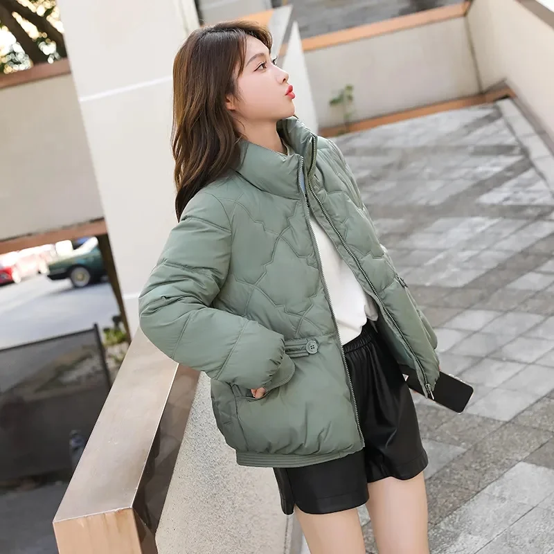 Cotton Jacket Women\'s Short Down Cotton Jacket Korean Version Thickened Bread Jacket Stand Collar Small Cotton Jacket Jacket