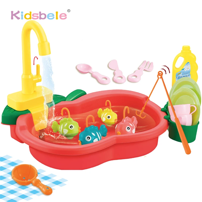 Pretend Play Kitchen Educational Toys For Children Simulation Dishwasher Play Cutting Food Educational Fishing Toys Role Playing