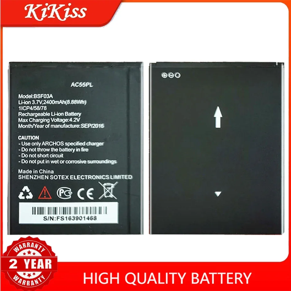 Mobile Phone Battery AC55PL 2400mAh For Archos 55 Platinum AC55PL BSF03A Batteries Phone Smart Replacement Batteria