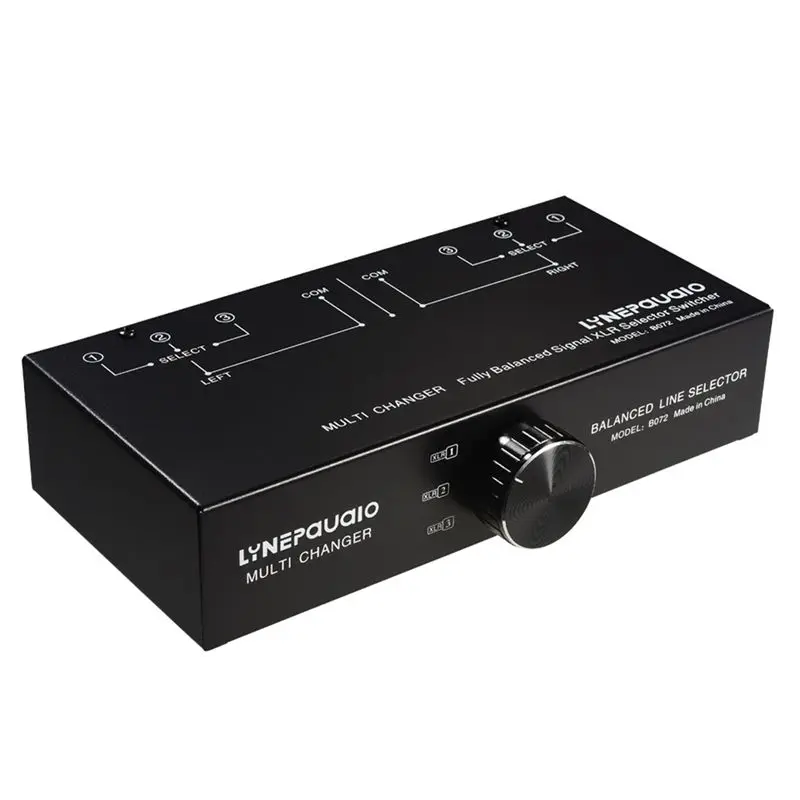 LYNEPAUAIO XLR Line Selector 3 In 1 Out Fully Balanced Audio Signal Selector 3 Channel Line Selector Passive Volume Regulator