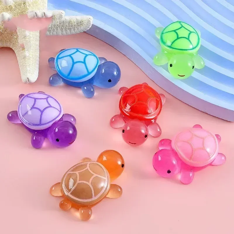 10PCS Mini Turtle Glow Miniature Figures Baby Turtle Miniature Fairy Garden Landscape Fairy Garden Glow-in-the-Dark Toys