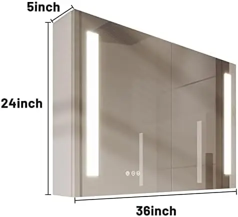 36×24 Inch Bathroom Medicine , LED Lighted Medicine Cabinet with Mirror, Double Door Bathroom Vanity Mirror