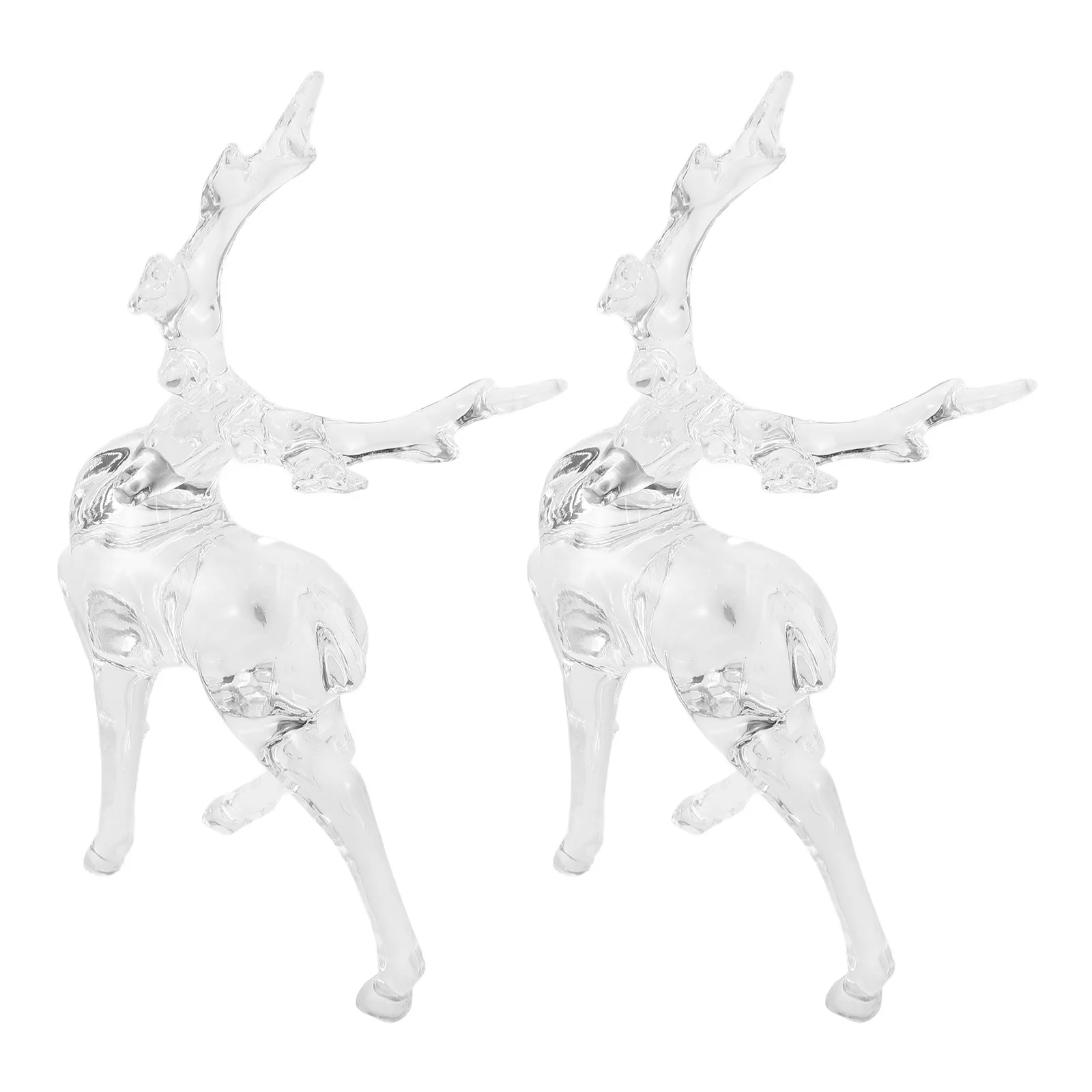 

2Pcs Transparent Acrylic Deer Sculpture Creative Clear Xmas Elk Decoration Holiday Party Table Ornament Xmas Desktop Ornament