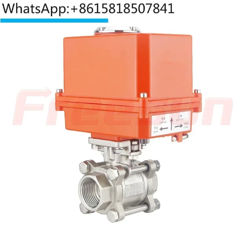 Electric stainless steel three piece straight thread two-way ball valve Q911F-16P DN15 20 25 32