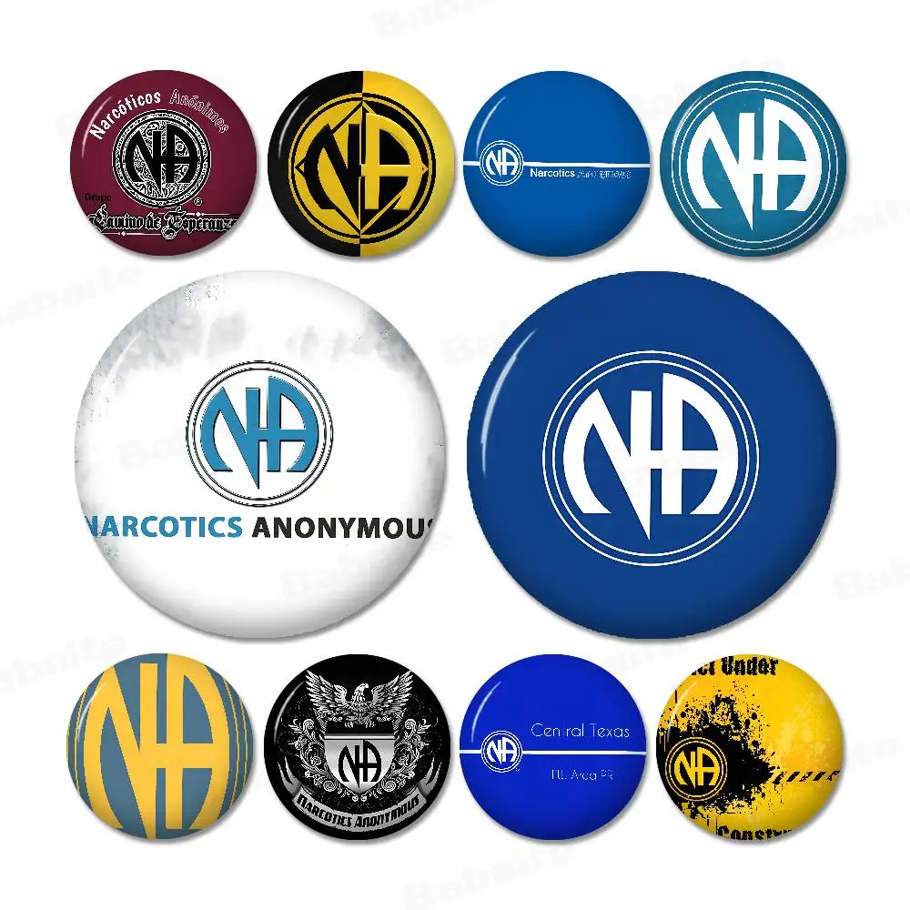 Narcotics Anonymous Anime Creative Pins Funny Faces Round Snap-in Brooch Badge Backpack Hat Accessories Jewelry Gifts