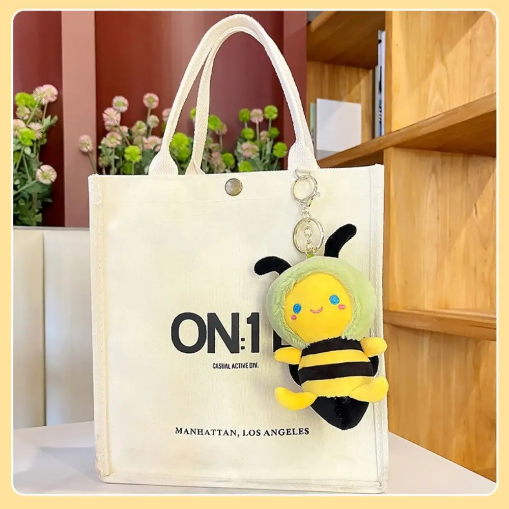 LLavero de peluche de abeja de algodón con forma de pequeña abeja, colgante de bolsa de muñeca de abeja personalizado creativo, divertido, Animal de peluche