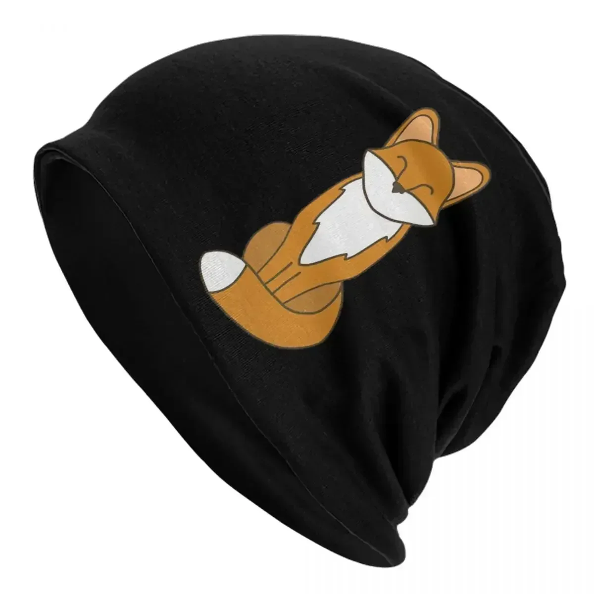 Cute Fox Sitting Warm Knitted Cap Fashion Bonnet Hat Autumn Winter Outdoor Beanies Hats for Unisex Adult