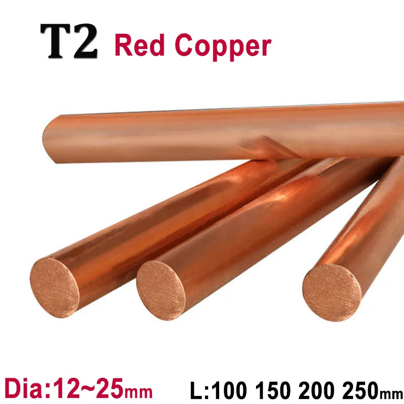 

Copper Round Bar T2 Rod Metal Rods Diameter 12 14 15 16 18 20 22 25mm Length 100mm 150mm 200mm 250mm Milling Metalworking