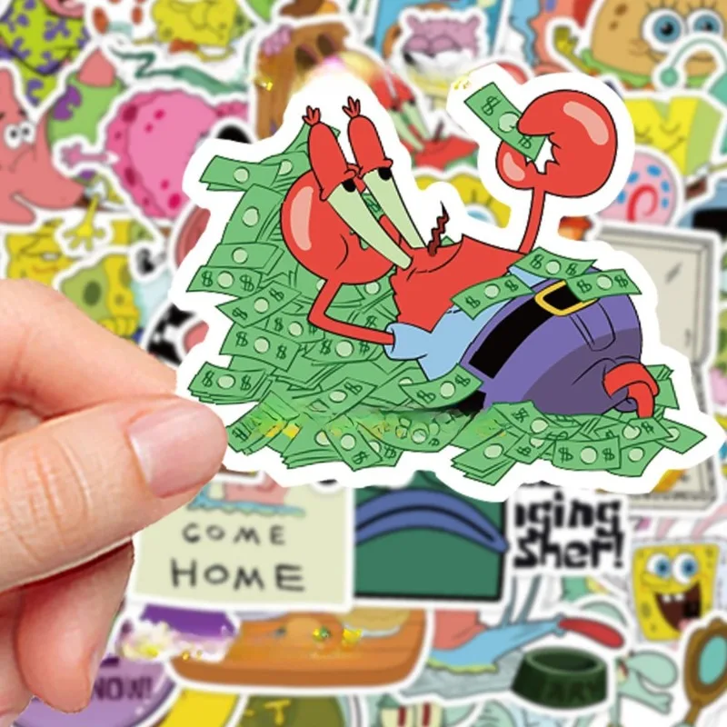 50PCS Cartoon Cute SpongeBob SquarePants Stickers Patrick Star Cell Phone Case Laptop Mug Luggage Decorative Stickers Wholesale