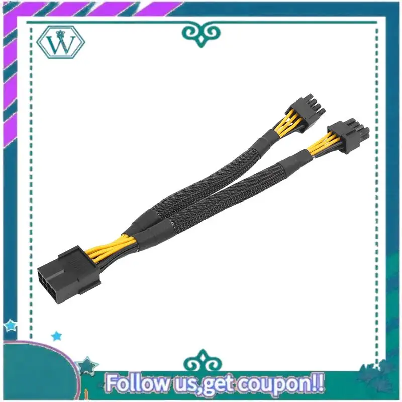 

A75Q-8PCS GPU Pcie 8-контактный разъем «мама» на двойной 2X 8-контактный (6 + 2) штекер PCI Express адаптер питания плетеный Y-образный удлинительный кабель, 20 см