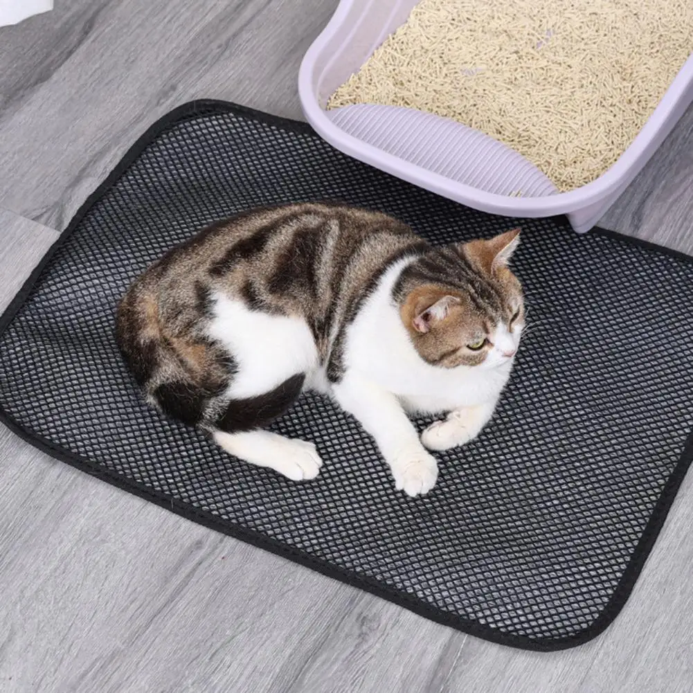 Cat Litter Mat Waterproof Base Washable Cat Toilet Mat Grid Sand Leakage Rectangle Double Layer Cat Litter Pad Pet Supplies