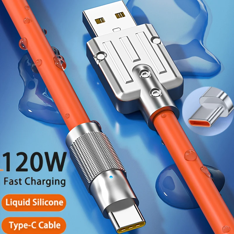 120W Super Fast Charging Cable PD Tyep C Liquid Cable 1M Quick Usb Type C Charger Cable Phone Data Wire for Google Pixel 7a