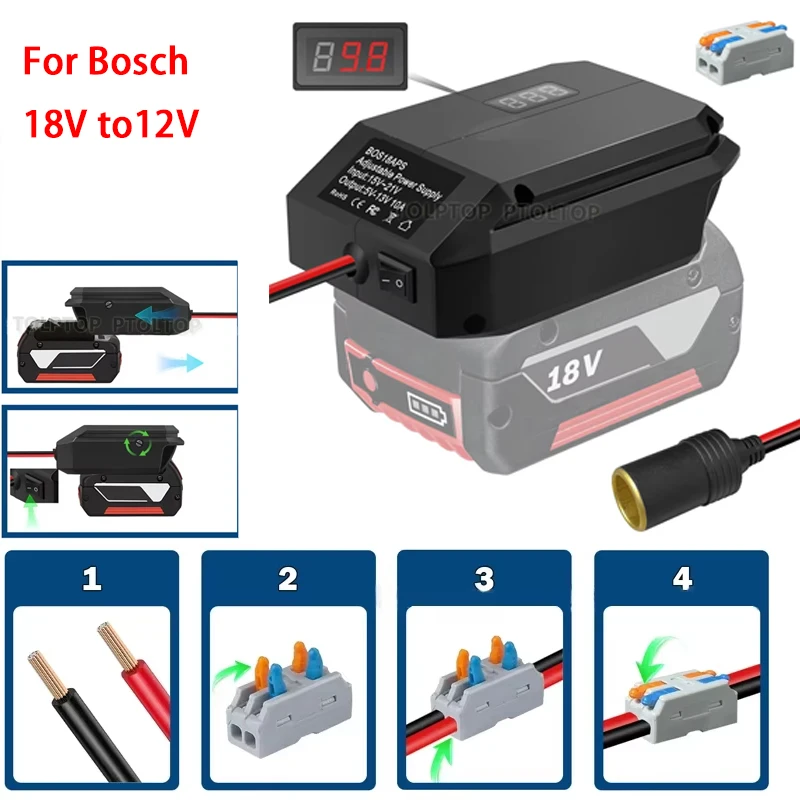 

Step Down Converter For Bosch 18V to12V Power Wheels Battery Adapter DC 12V Buck Converter Regulator (5-13V)