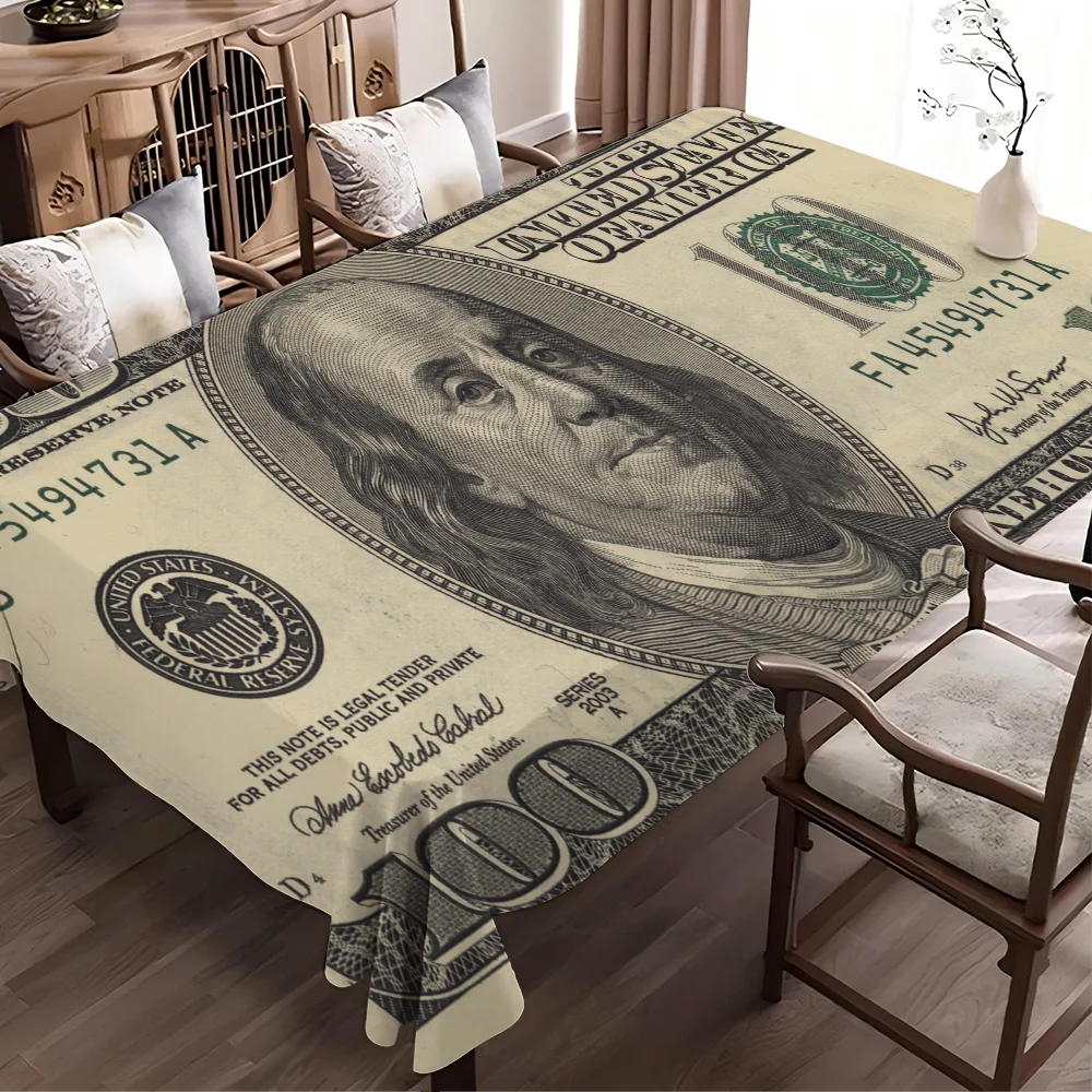 Dollars Money Tablecloth Tea Coffee Table Cloth Waterproof Cloth Wall Stove Rack Rectangular Wedding Banquet Home Decor