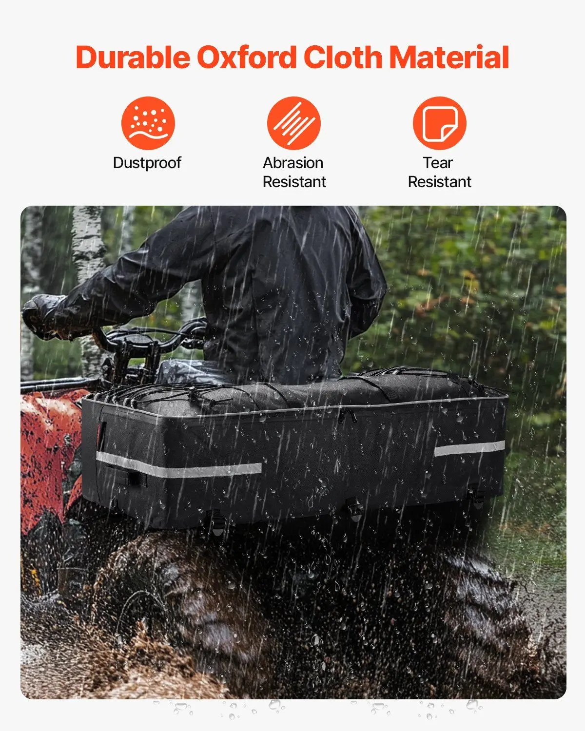 حقيبة شحن للمقعد الخلفي 60 لتر للمركبة مع مسند ظهر وغطاء للمطر، أكسفورد مقاوم للتمزق 600D يناسب معظم موديلات ATV UTV #4