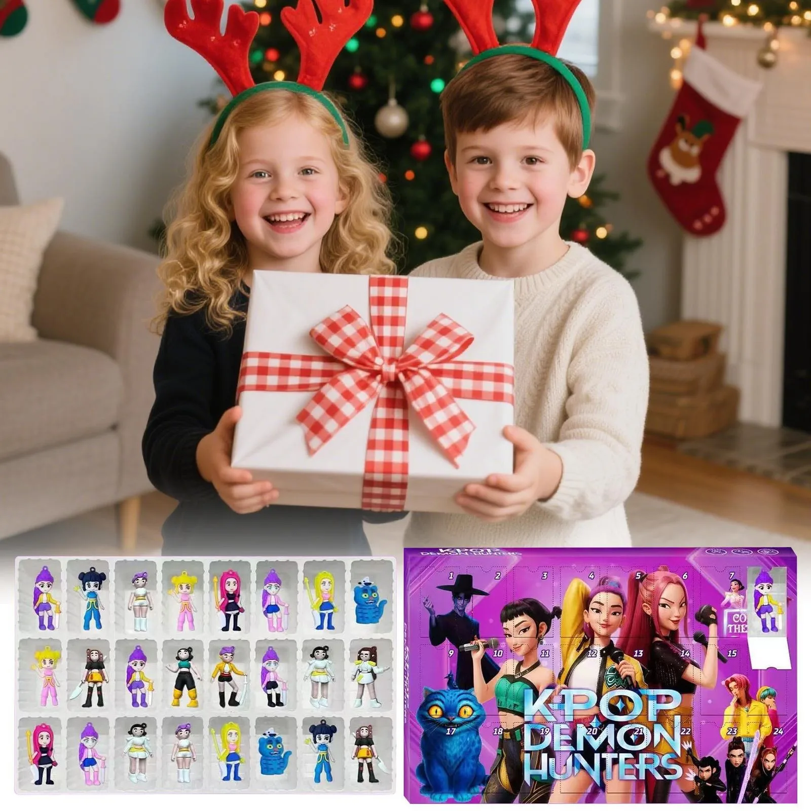 Kpop شيطان الصيادين تقويم القدوم اللعب العد التنازلي 24 يوما هنتركس رومي ميرا زوي شجرة عيد الميلاد ليلة رأس السنة زينة الهدايا #4