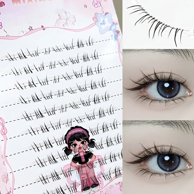 Mixiaohe Starry Manga Lower Lashes Clear Stem Fluffy Natural Reusable Korean Japanese Style