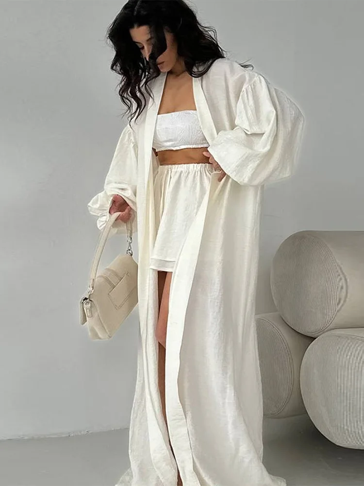 Casual Mantel Shorts Anzug frauen Solide Laterne Hülse Lange Strickjacke Lose Hohe Taille Kurze Hosen 2025, Herbst Dame High Street set