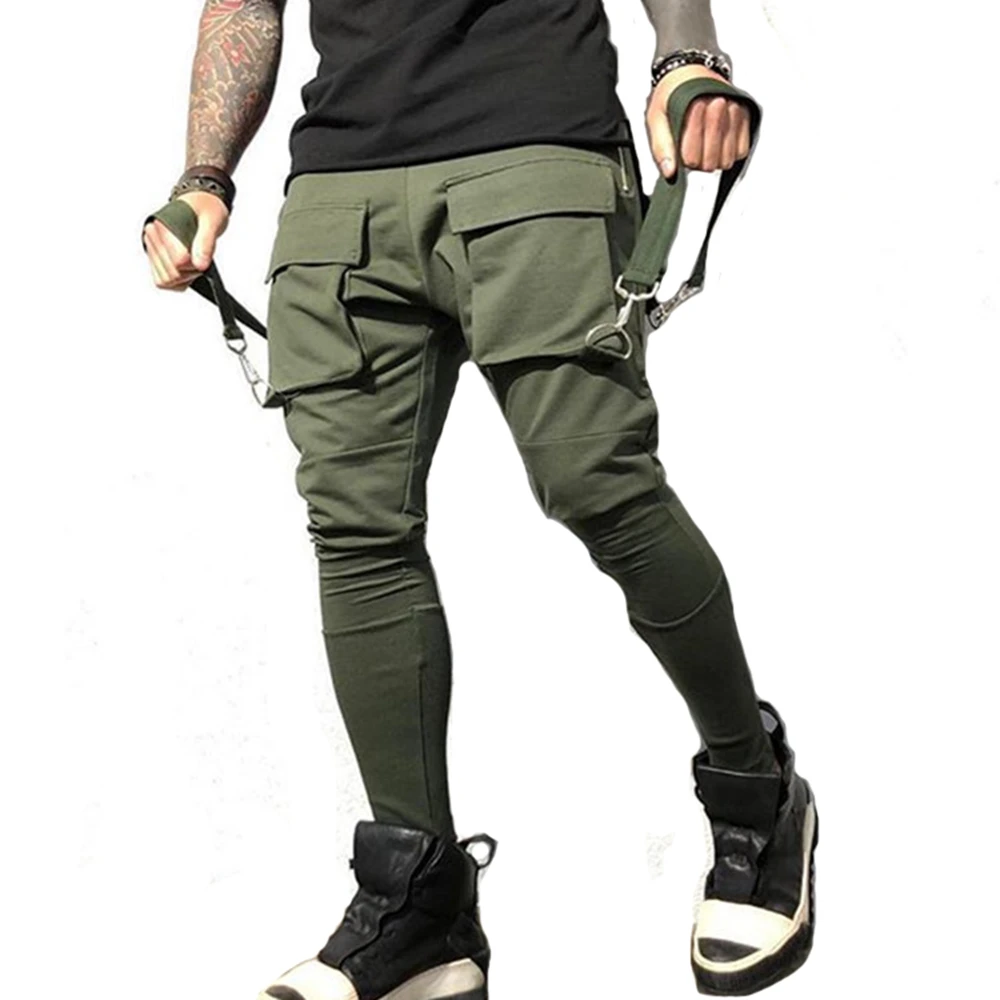 Calça moletom masculina de algodão, corredores de hip hop, streetwear, casual, calça esportiva fina, treinamento, treino, fitness, bolsos grandes