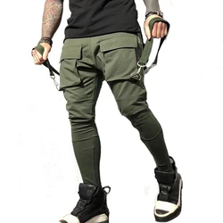 Pantalon de survêtement en coton pour homme, jogging hip hop, streetwear décontracté, mince, sport, entraînement, fitness, grandes poches, pantalon cargo, fjTraining