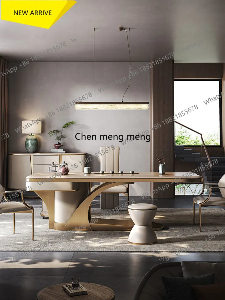 M138    Ash wood solid wood desk tea table integrated dual-purpose light luxury modern high-end office desk