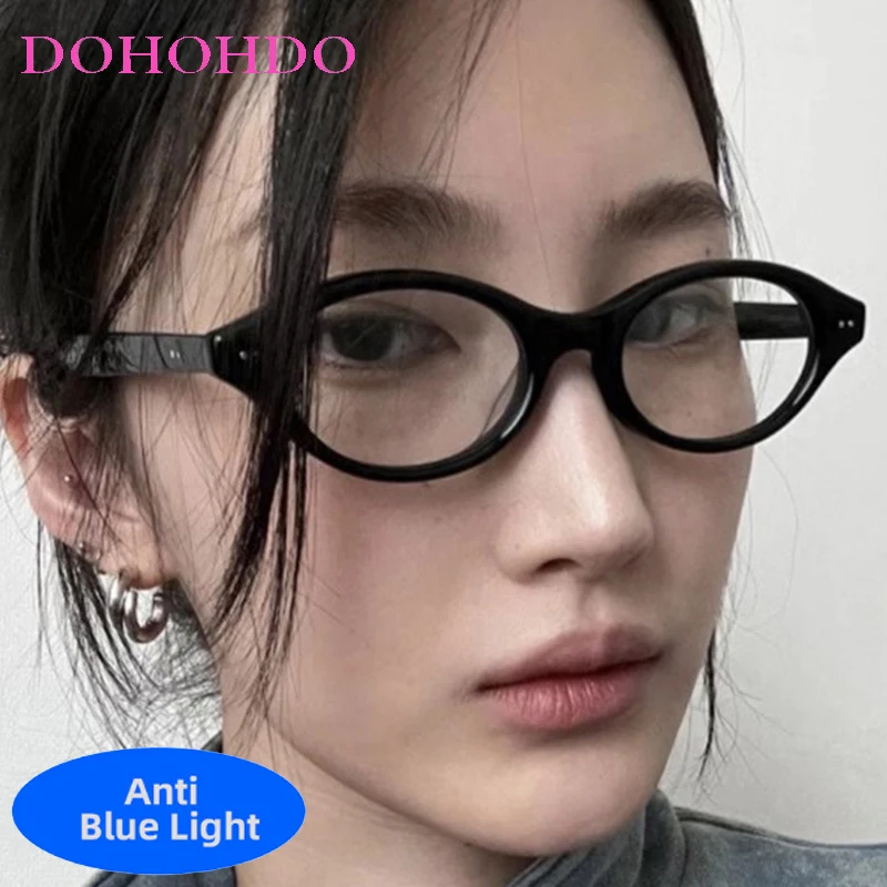 

Vintage Y2K Rice Nail Decorate Small Oval Frame Designer Brand Women Men Glasses Computer Reading Optical Eye Protection Eyewear