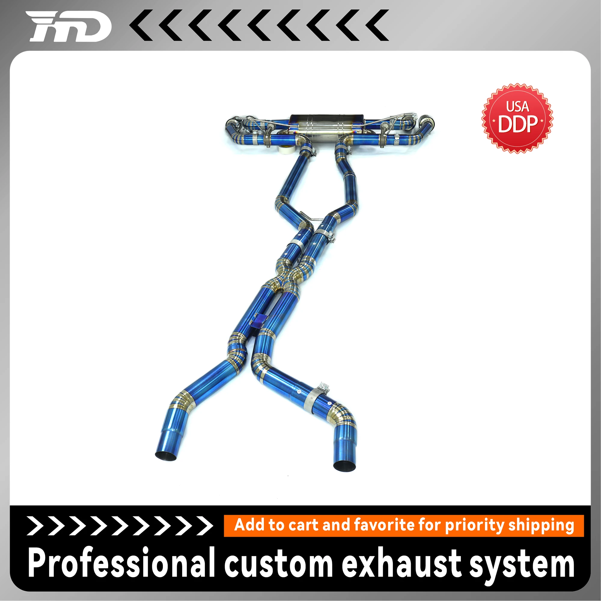 

High-Performance Ti Cat-Back Exhaust System with Valve for Porsche Cayenne GTS 3.6T 958 Adjustable Sound Weight Saving