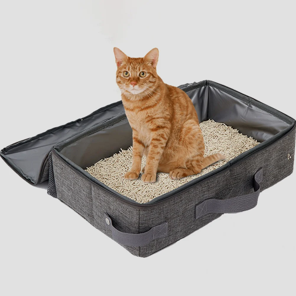 

Foldable Cat Litter Box Portable Travel Lightweight Foldable Design Durable Oxford Cloth Ideal for Camping Road Trip Pet