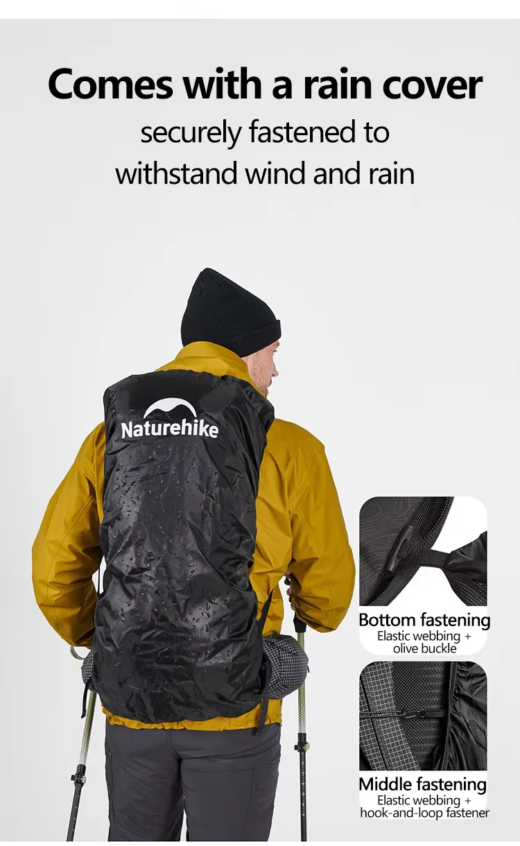 Naturehike Wanderrucksack 60+5L Große Kapazität Rock Series 2.0 Outdoor-Sporttasche Camping Klettern Reise Wasserdichter Rucksack – Detail 28
