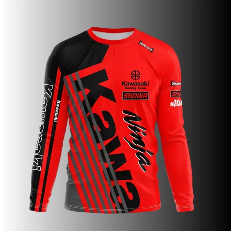 

MOTO-новый летний/осенний Kawasaki Racing Team, мужской топ с длинными рукавами и 3D принтом Kawasaki, велосипедная одежда, мотоциклетные толстовки