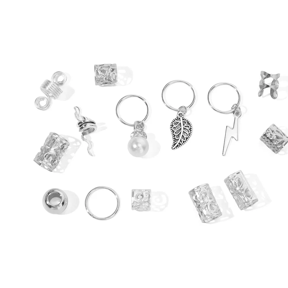 217 Stück Dread Locks Hohle Haarringe Metall-Manschetten-Clips Gold und Silber Dreadlocks Perlen Haarflechtzubehör Multi-Style – Detail 7