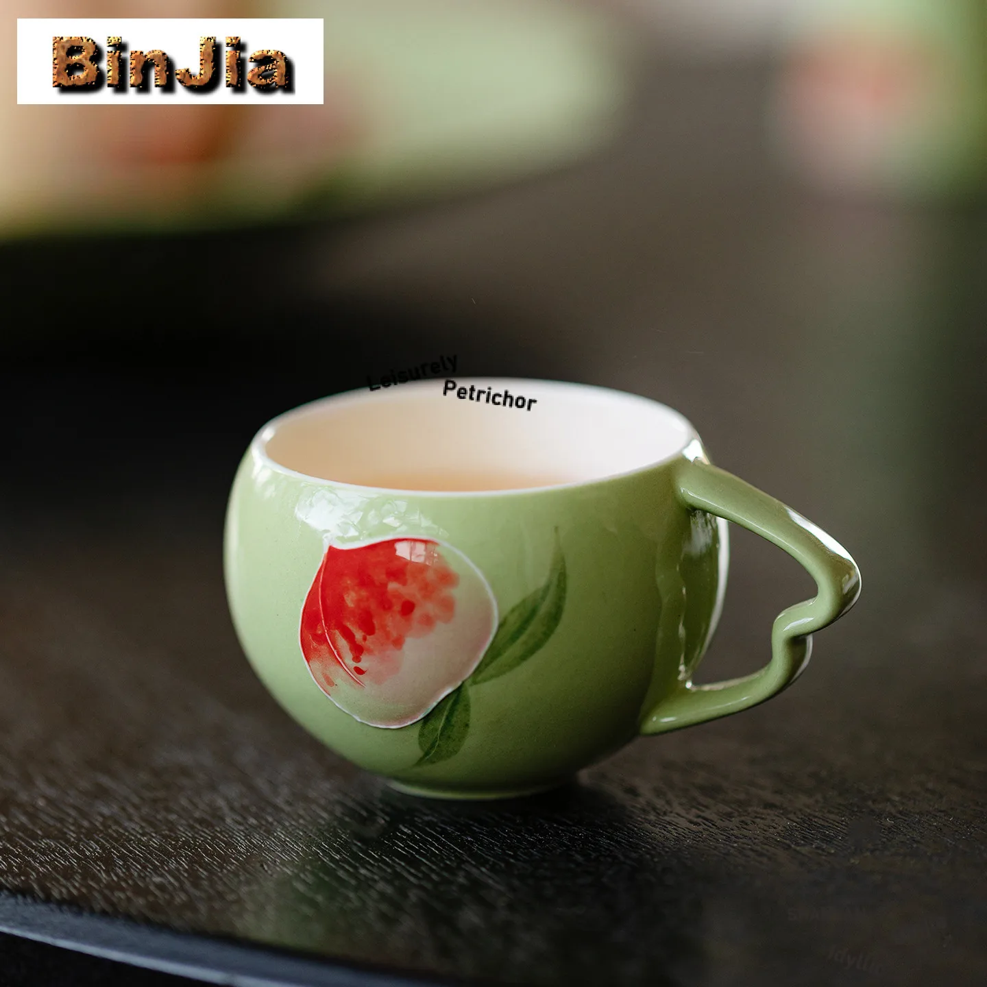 

60ml Hand-painted Peach With Handle Coffee Mug Hot Chocolate Cup Afternoon Tea Mug Master Office Water Cup Tea Services Gift