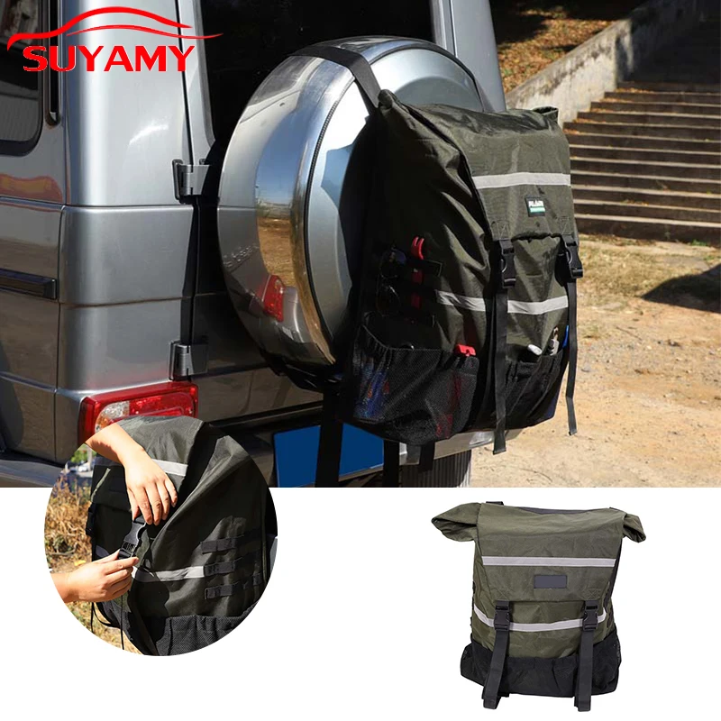 Car Spare Tyres Army Gree Hanging Bags Storage Bag Multifunctional Backpack For 2014-2018 Mercedes-Benz G-Class W463 Accessories