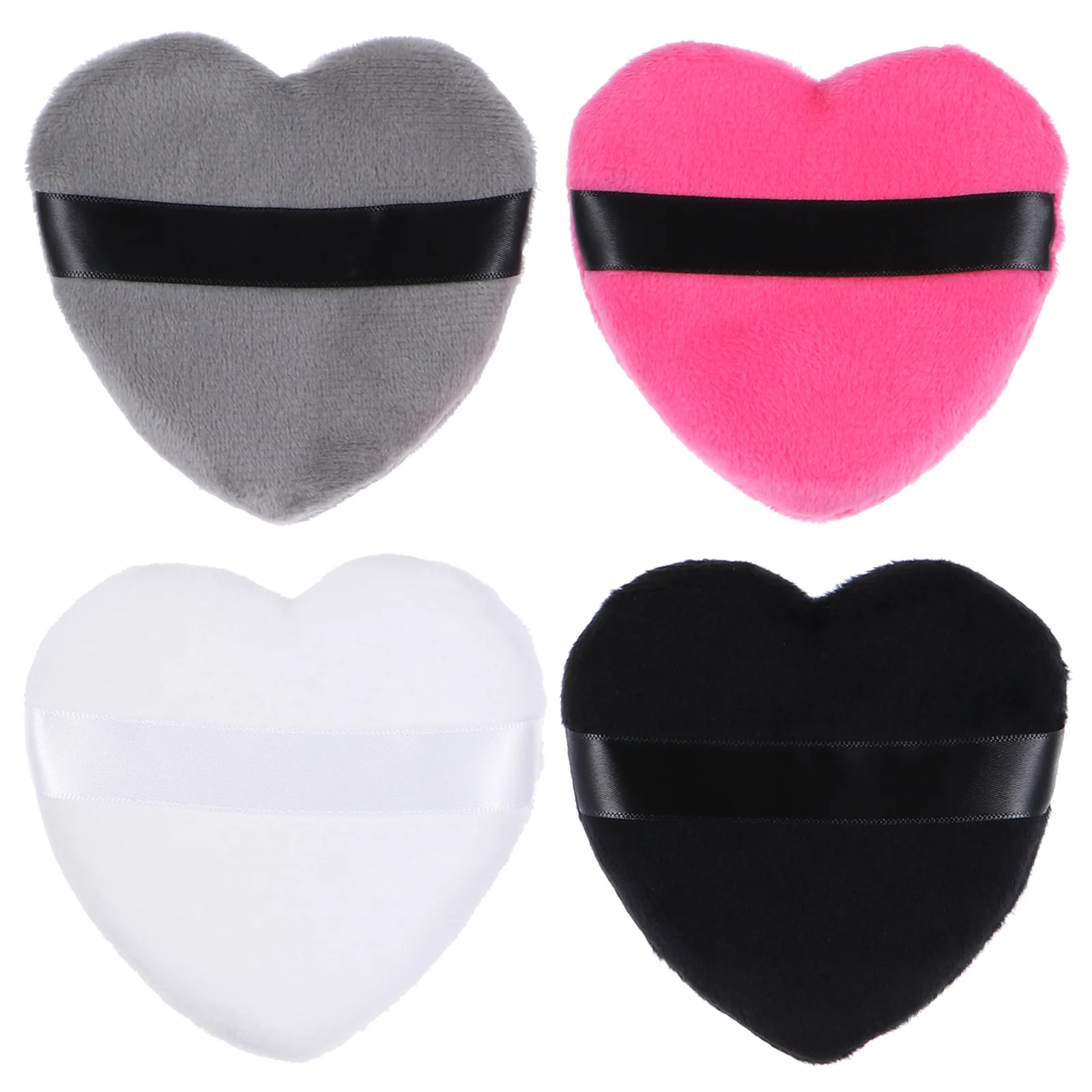 

4pcs Heart Shape Cotton Makeup Puff Facial Powder Blender For Loose Mineral Body Powder Non-Slip Grip Sponge Applicator Beauty